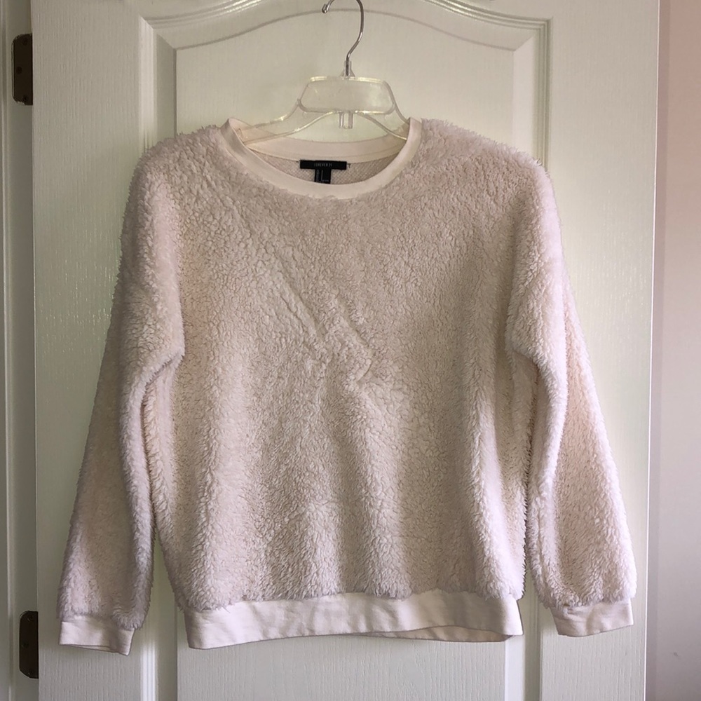 Fluffy white sweater